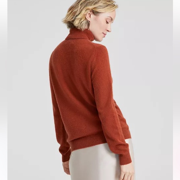 Charter Club Luxury Cashmere Salmon Turtleneck Sweater - Picture 3 of 8